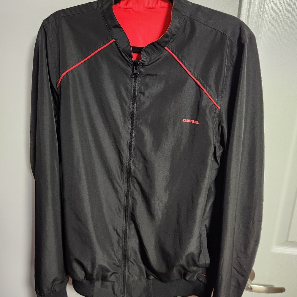 Diesel Men's Black and Red Reversable Jacket